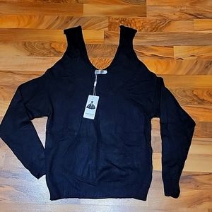 NWT Angashion Off Shoulder Black Sweater sz M